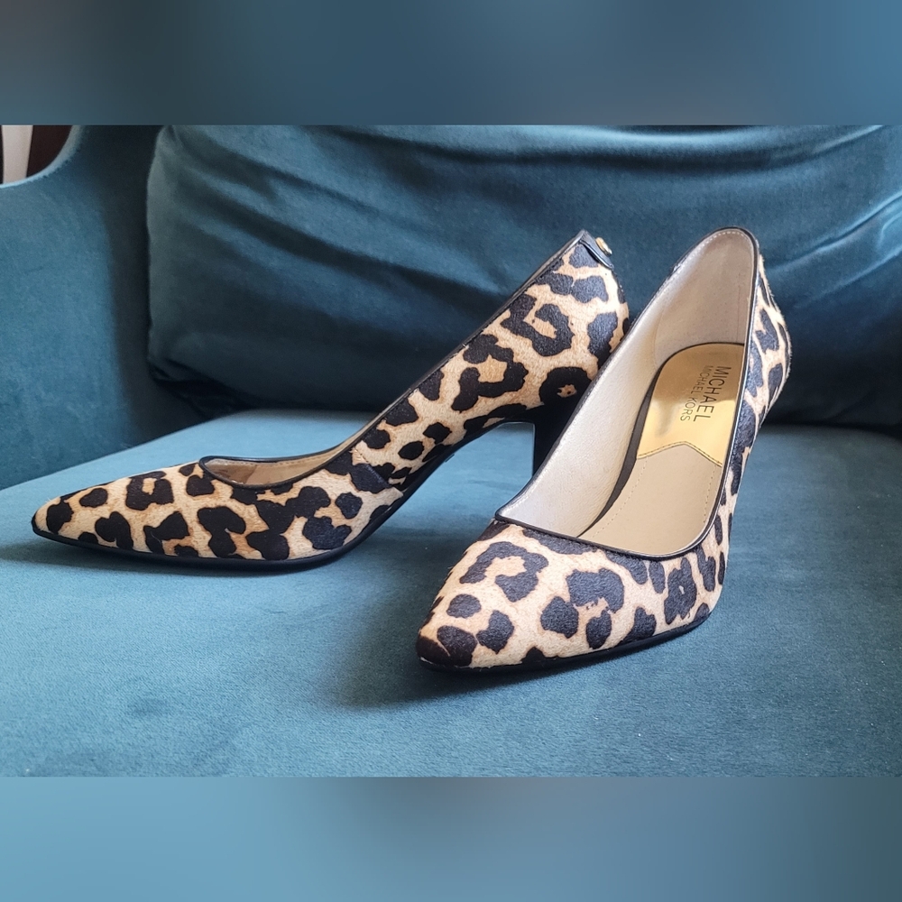 Michael Kors Leather Leopard Heels Size 6